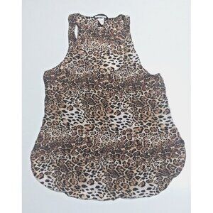 VICTORIA'S SECRET 100% Silk Leopard Print sleeveless top blouse Tank Sz M EUC